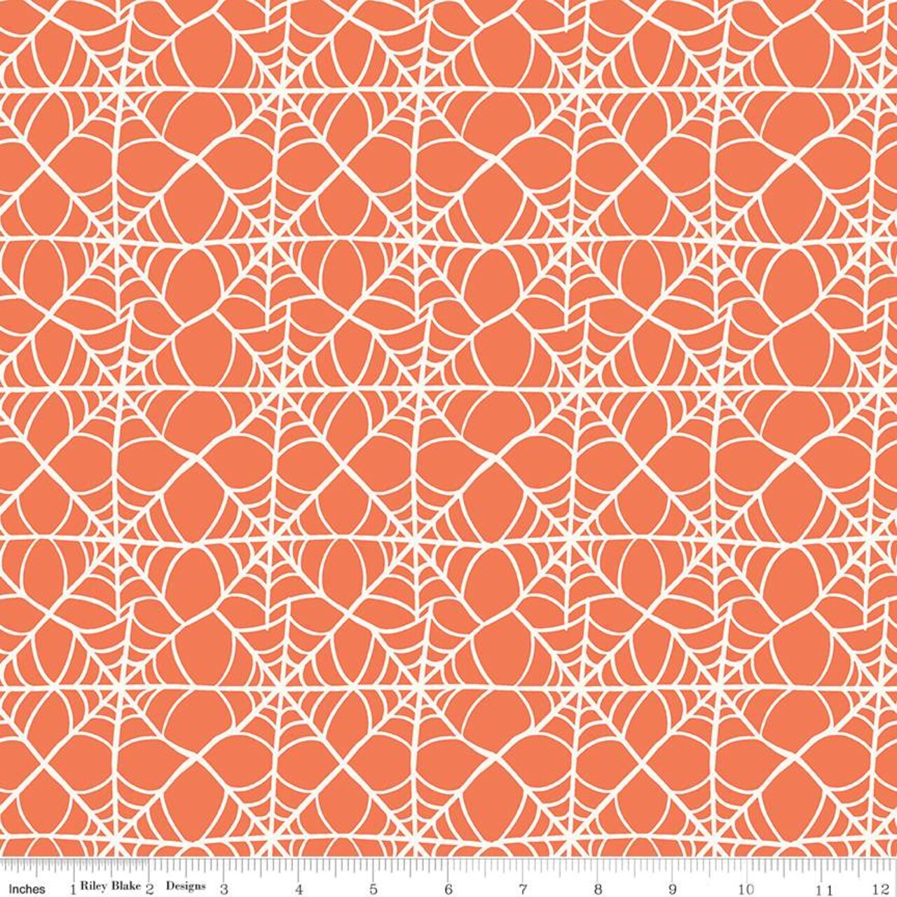 Fabric Riley Blake Orange Webs Hey Pumpkin by the Quarter Yard C16033-ORANGE